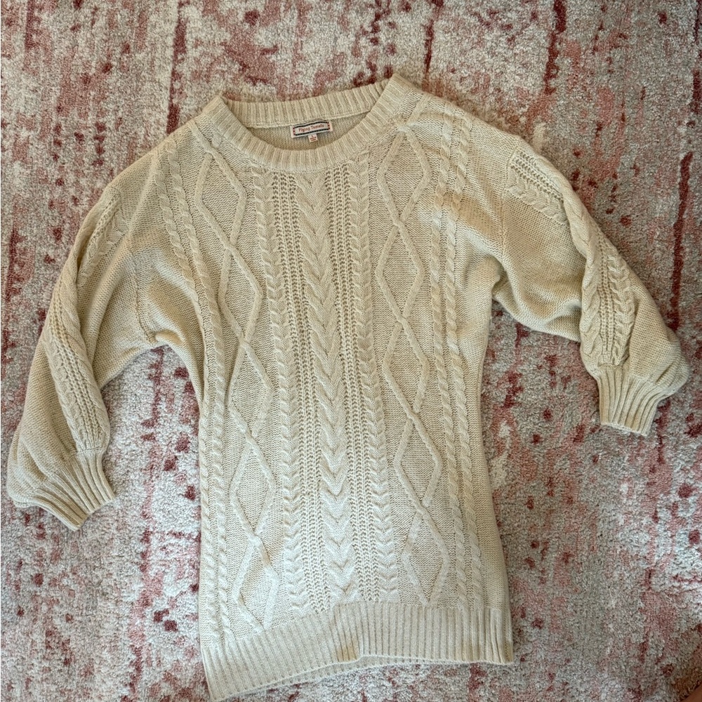 Cable Knit Beige Sweater dress